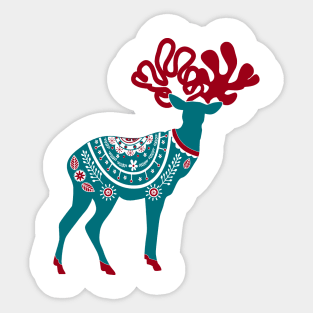 Scandinavian Christmas Reindeer Sticker